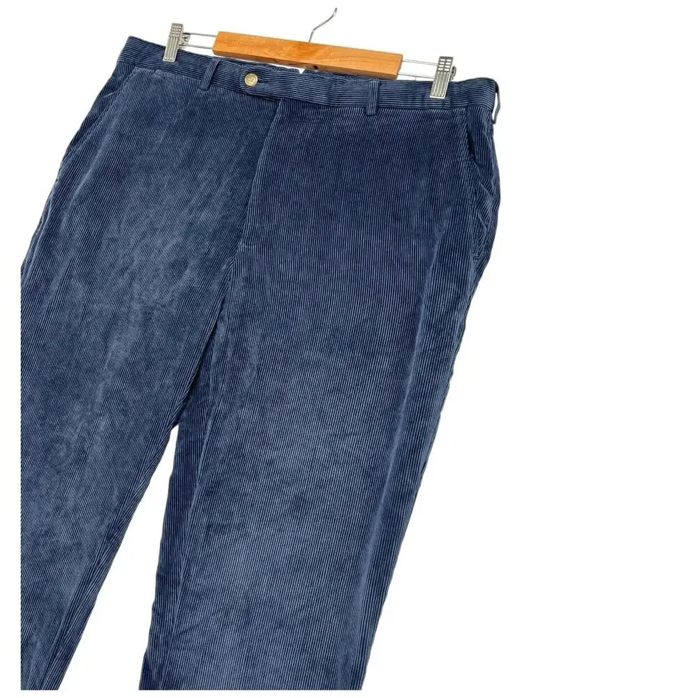 Peter Millar Nanoluxe Pants Mens 36 Blue Corduroy Flat Front Casual Preppy